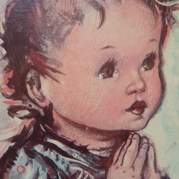 VTG Framed Bukac Litho Art Boy Praying w/Puppy - Picture 8 of 8